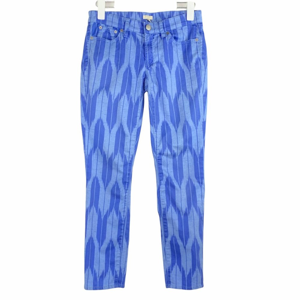 J.CREW Stretch Blue Diamond Printed Skinny Jeans
